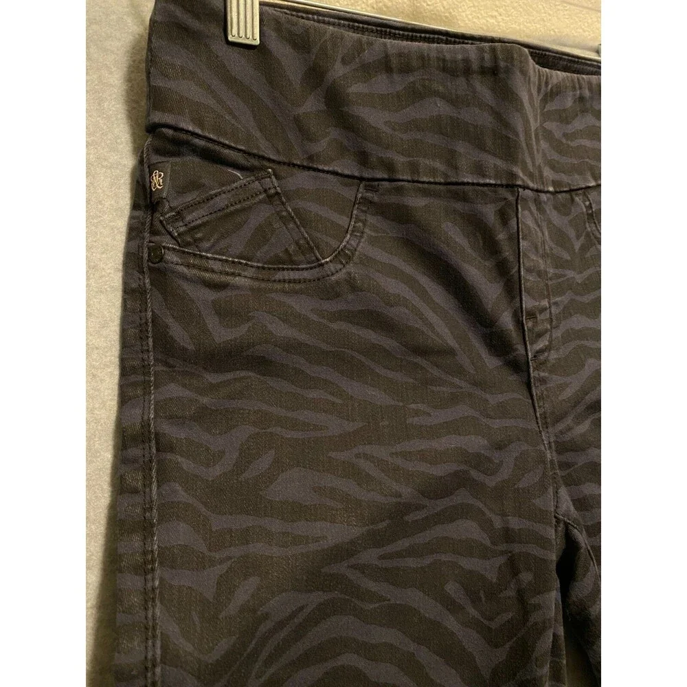 Rock Republic Jegging Jeans‎ Women's 12 Blue Black Zebra Denim RX Slim Pull On